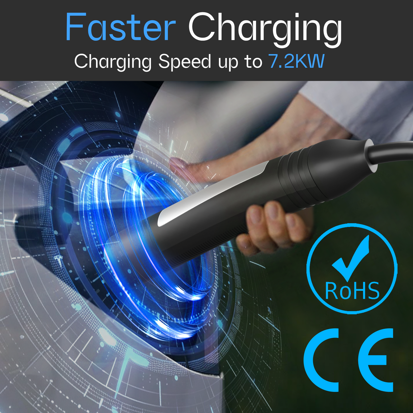 EVPEIWE Type 2 to NACS EV Charger Extension Cable 16FT, 32A/7.2kW