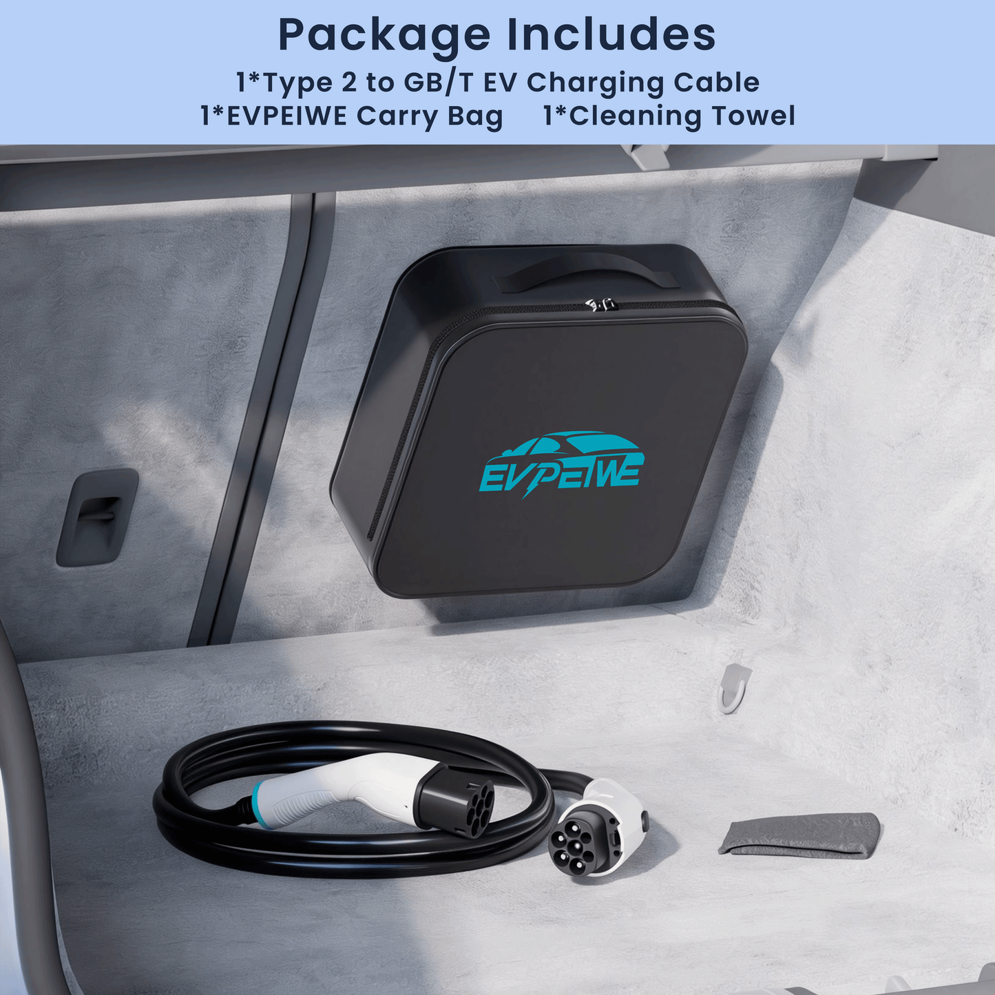 EVPEIWE Type 2 to GB/T EV Charging Cable 5M, 7kW & 22kW 32A AC Cord