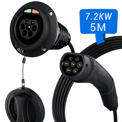 EVPEIWE Type2 Male to Female EV Extension Cable, Single/Three Phase 32A(7.2/22KW), 5M/7M Available
