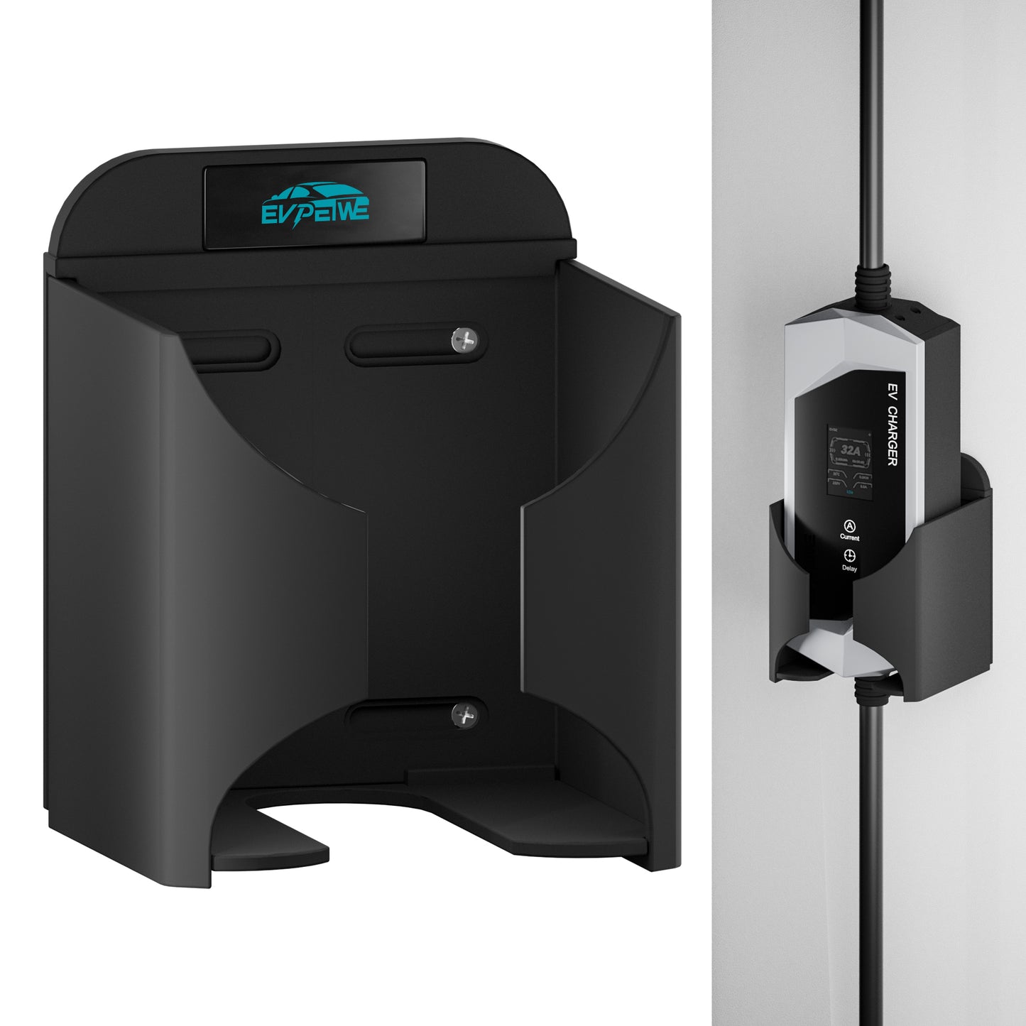EVPEIWE Wall Mount EV Charger Holder for Type 2 or J1772 Optional