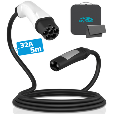 EVPEIWE Type 2 to NACS EV Charger Extension Cable 16FT, 32A/7.2kW