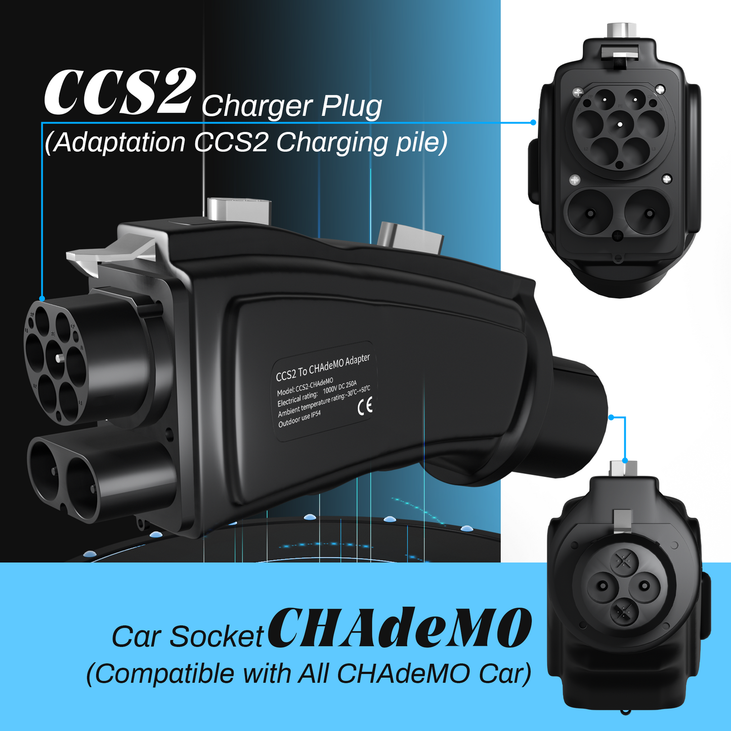 EVPEIWE CCS2 to CHAdeMO Charging Adapter 250A 1000V