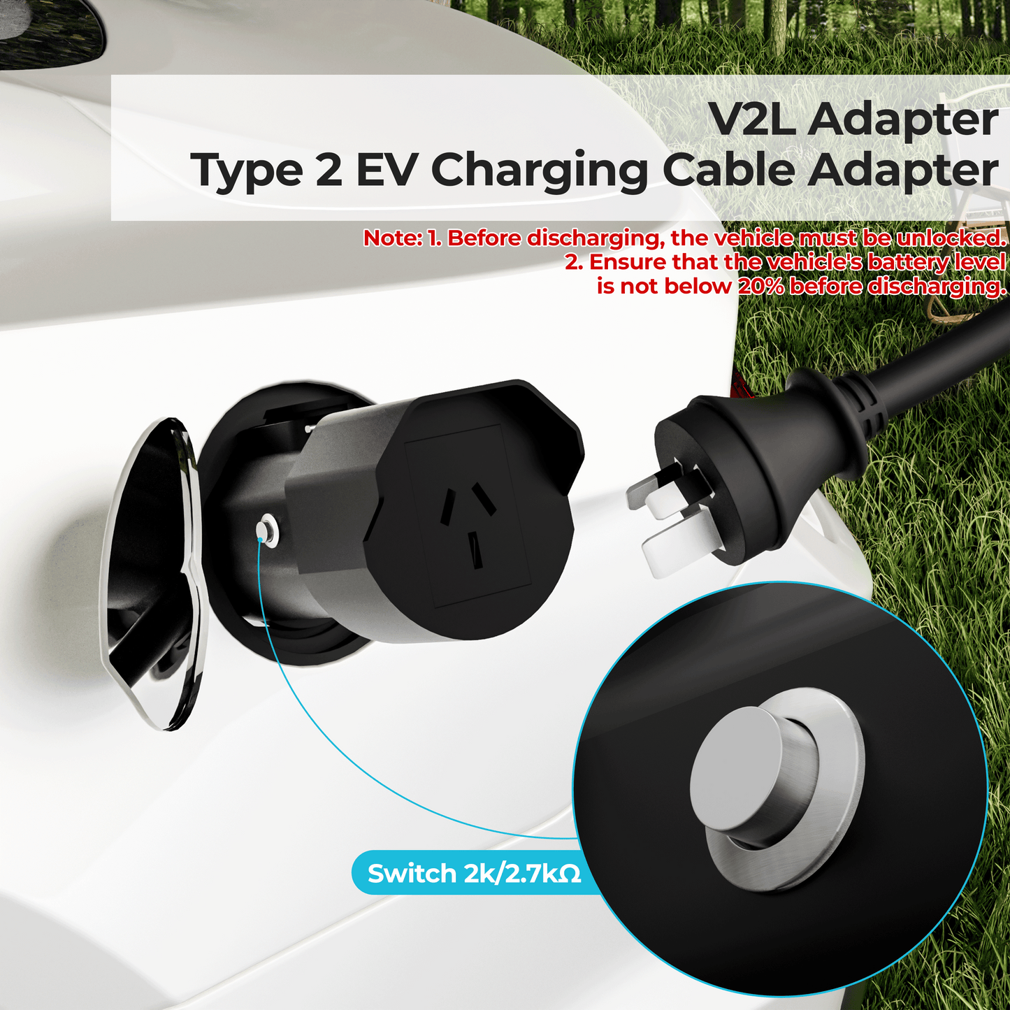 EVPEIWE Type 2 V2L Adapter 16A 240V