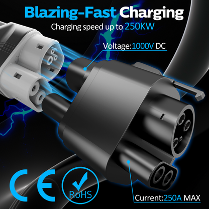 EVPEIWE CCS2 to CCS1 EV Charging Adapter, 250kW Max DC/AC Fast Charger Connector
