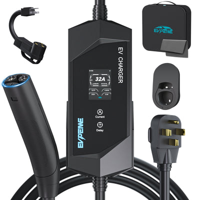 EVPEIWE 32A NACS Portable EV Charger, 25FT NEMA 14-50 for Tesla