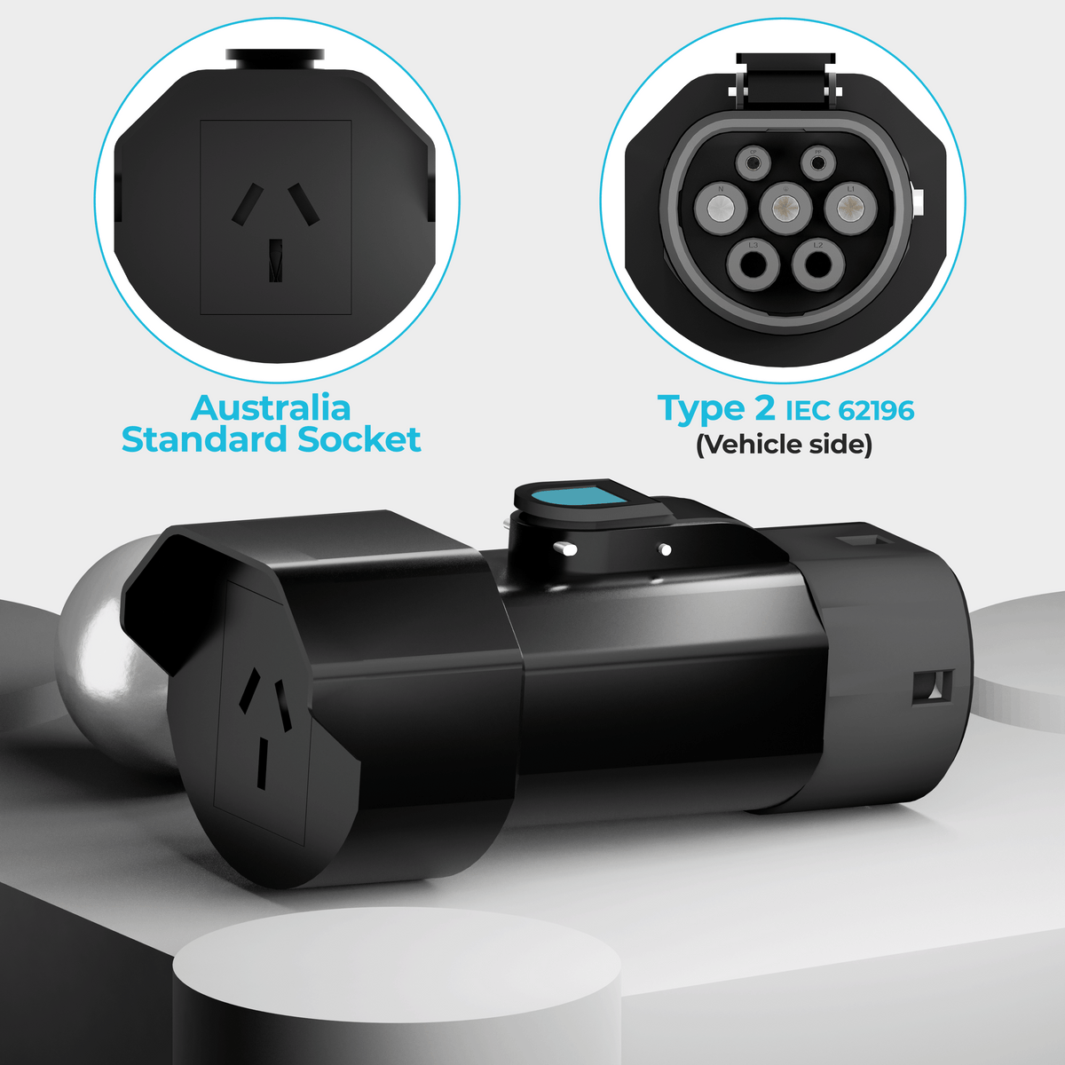 EVPEIWE Type 2 to AU 3-Pin EV Discharger Adapter | V2L for Chery Tiggo 7/8/9 PHEV, Omoda E5 & Xpeng G6/X9/G9 | 15A/220V