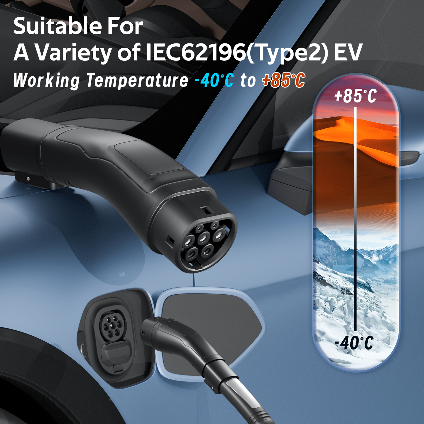 EVPEIWE NACS to Type2 EV Adapter 60A 11kW