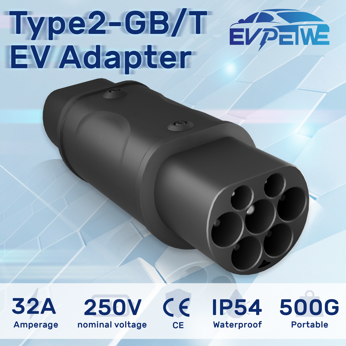 EVPEIWE Type2 to GB/T EV Adapter 32A 250V