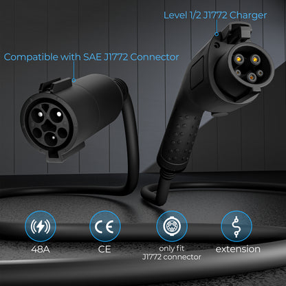 EVPEIWE SAE J1772 EV Charger Extension Cable 21FT/33FT, 11kW