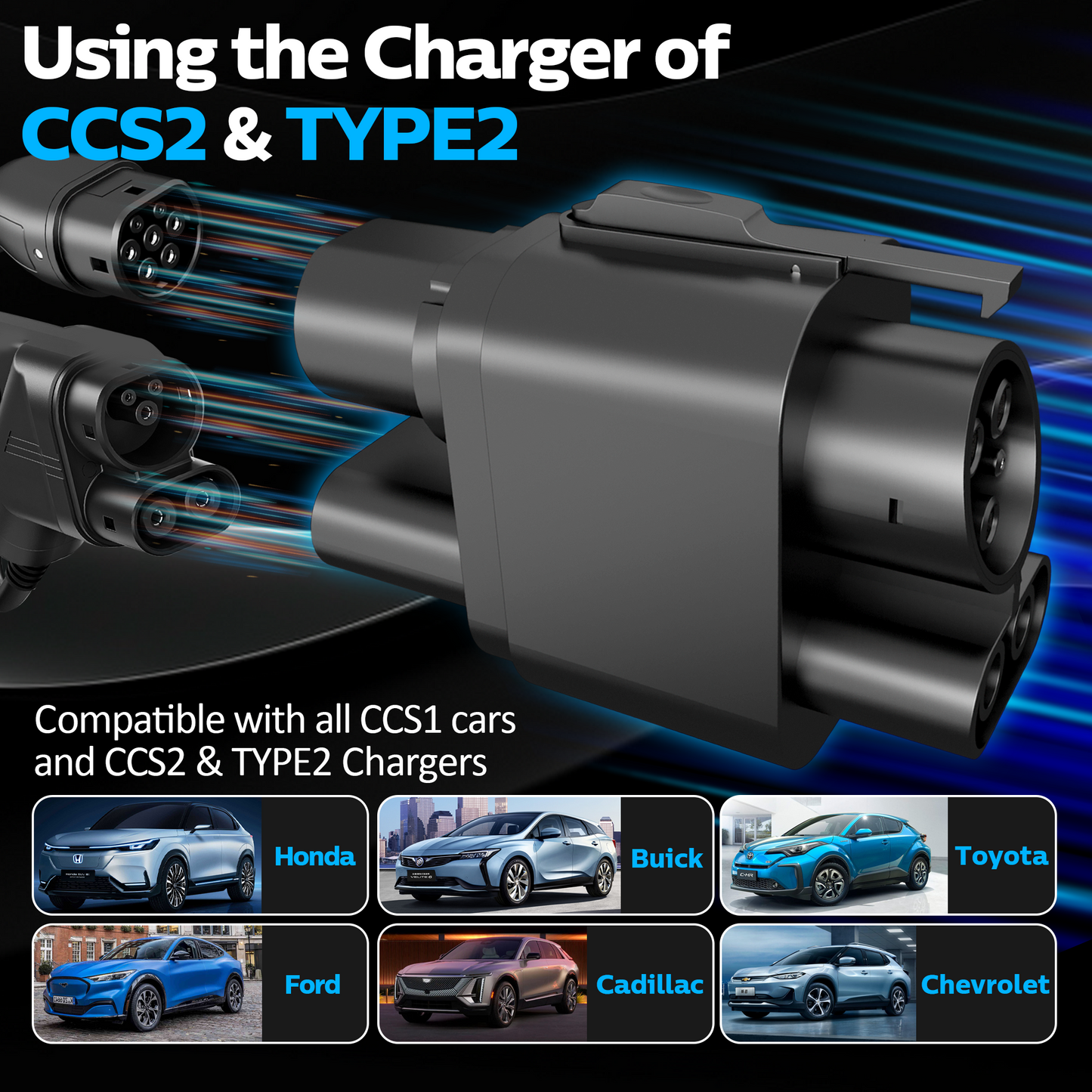 EVPEIWE CCS2 to CCS1 EV Charging Adapter, 250kW Max DC/AC Fast Charger Connector