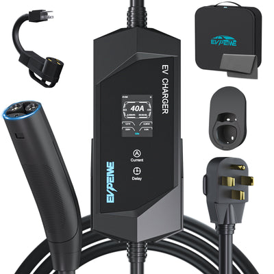 EVPEIWE 40A NACS Portable EV Charger, 25FT NEMA 14-50 for Tesla