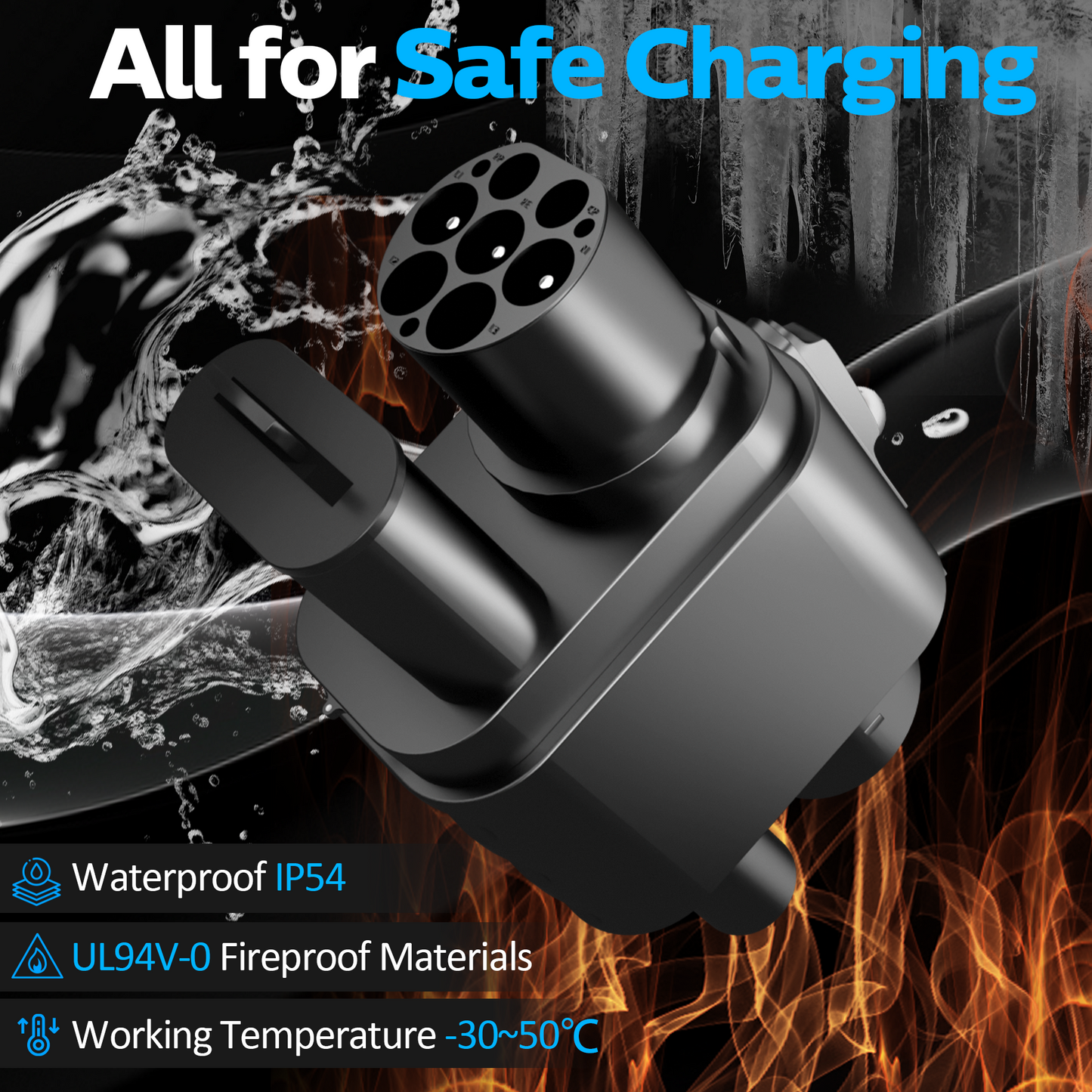 EVPEIWE CCS2 to CCS1 EV Charging Adapter, 250kW Max DC/AC Fast Charger Connector