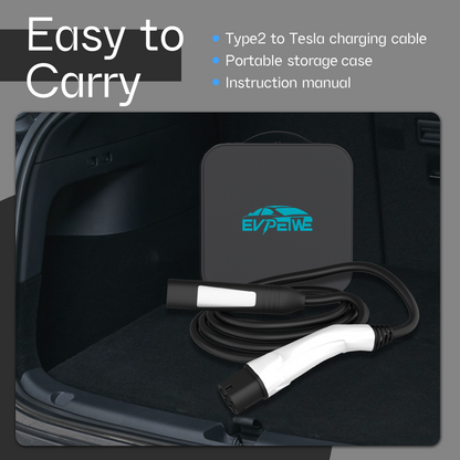 EVPEIWE Type 2 to NACS EV Charger Extension Cable 16FT, 32A/7.2kW