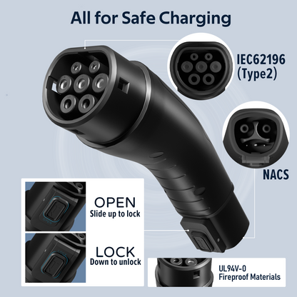 EVPEIWE NACS to Type2 EV Adapter 60A 11kW