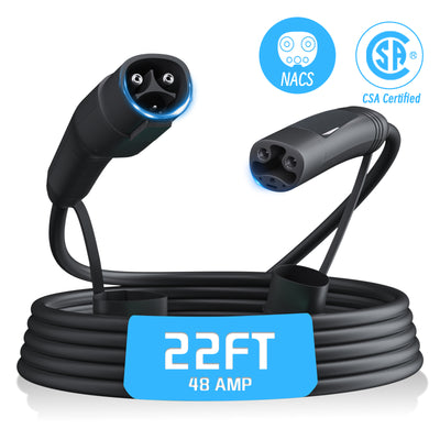 EVPEIWE 48A 11KW Tesla NACS EV Charger Extension Cord, 16.5/22/25/33 FT Waterproof Cable for Model 3/Y/S/X/CT