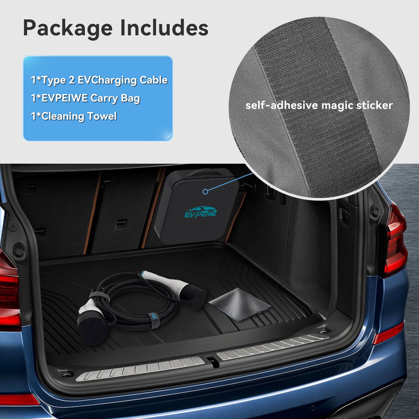 EVPEIWE Type2 to Type2 EV Charging Cable, Single/Three Phase 16A/32A(3.6/7.2/11/22KW)