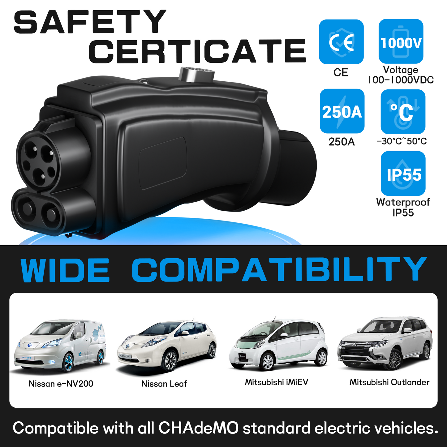 EVPEIWE CCS1 to CHAdeMO Adapter 250A 1000V