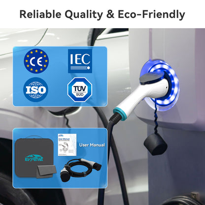 EVPEIWE Type2 to Type2 EV Charging Cable, Single/Three Phase 16A/32A(3.6/7.2/11/22KW)