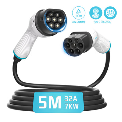 EVPEIWE Type 2 to Type 2 Charging Cable 32A 7.2kW/22kW | IEC 62196 | 5/7/10M